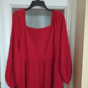 Chic Red Long Sleeve Dress